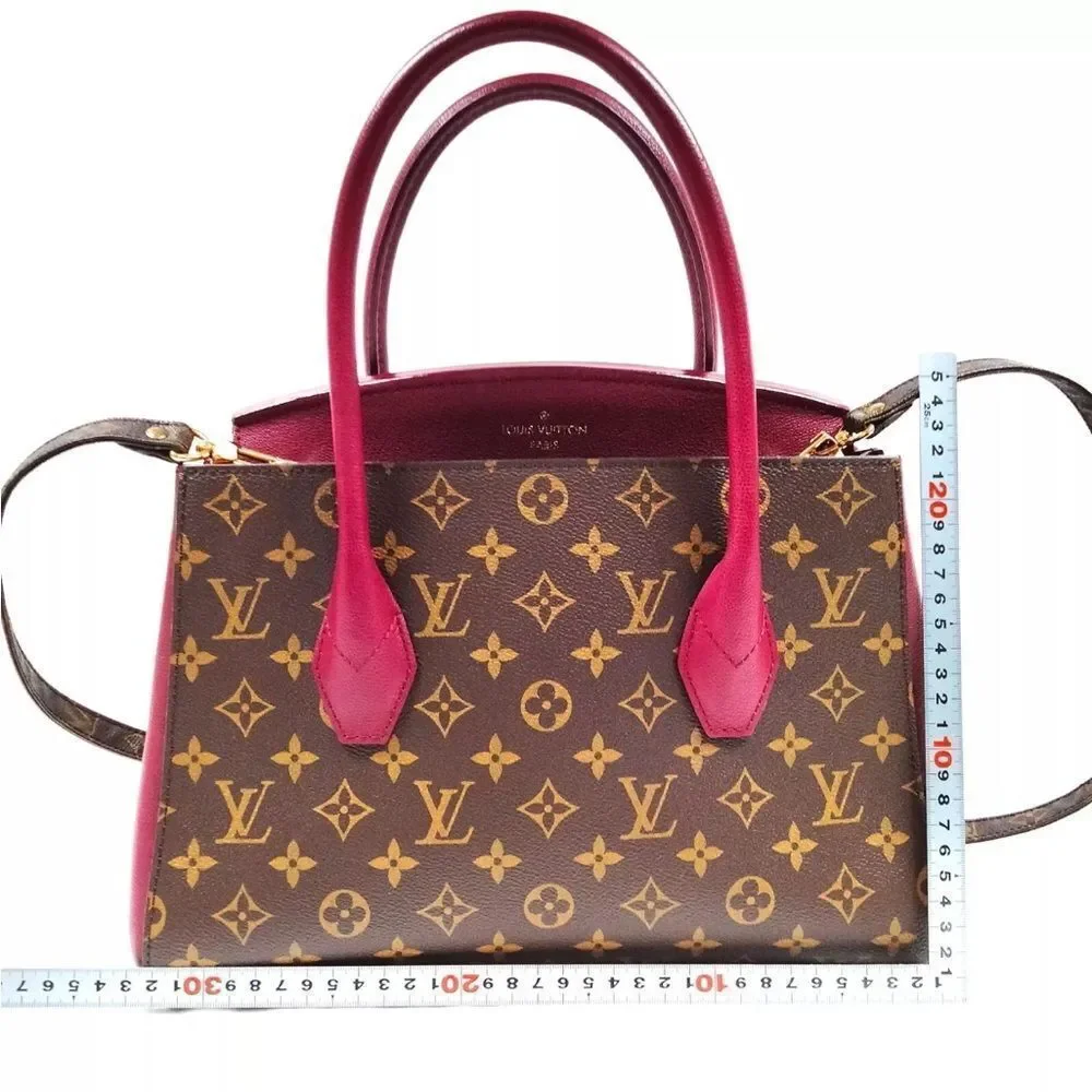 Auth Louis Vuitton Brown Maroon LV Florine Monogram 2way Satchel